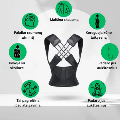 Laikysenos Korektorius – Stovėk tiesiai. Palengvink nugarą. Pajusk skirtumą jau nuo pirmos dienos.