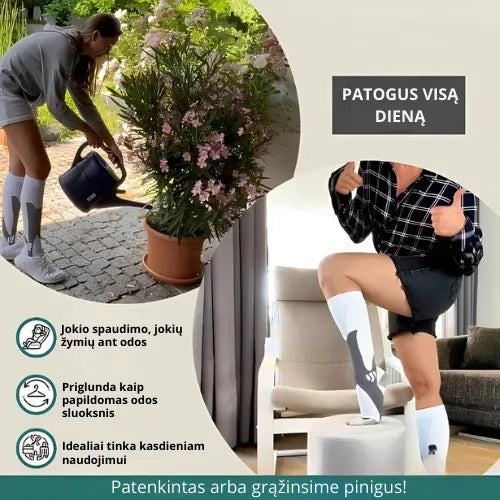 Zenstride® Kvėpuojančios kompresinės kojinės be skausmo kojoms ir pėdoms